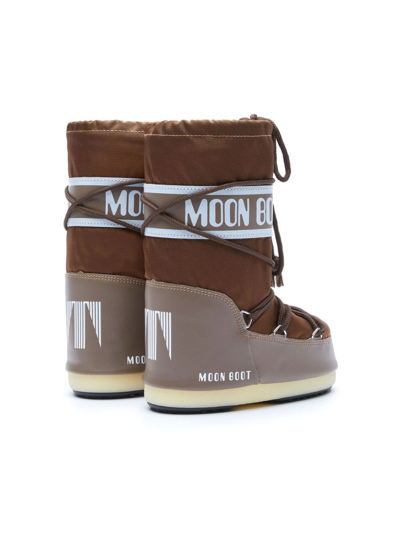 Shop Moon Boot Logo-print Round-toe Boots In Brown