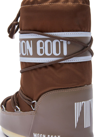 Shop Moon Boot Logo-print Round-toe Boots In Brown