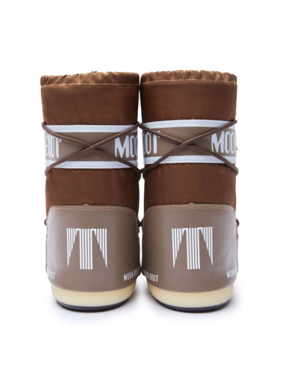 Shop Moon Boot Logo-print Round-toe Boots In Brown