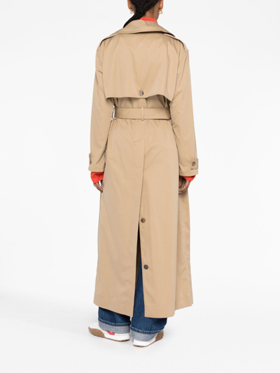 Shop Loewe Belted Long Trench Coat In Neutrals