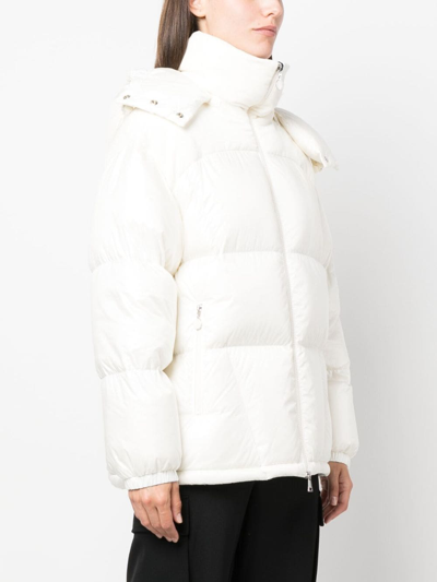 Shop Moncler Meandre Velvet-panelled Padded Jacket In White