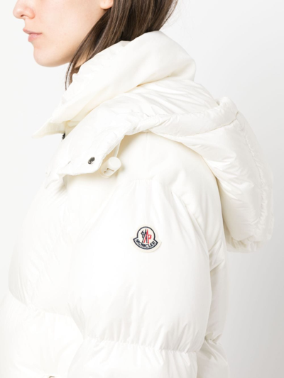 Shop Moncler Meandre Velvet-panelled Padded Jacket In White