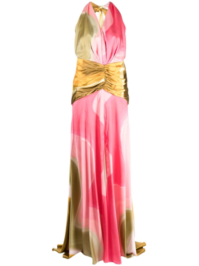 Shop Silvia Tcherassi Dafne Halterneck Maxi Dress In Pink