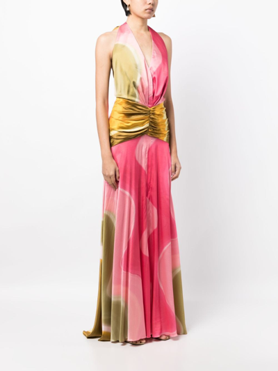 Shop Silvia Tcherassi Dafne Halterneck Maxi Dress In Pink