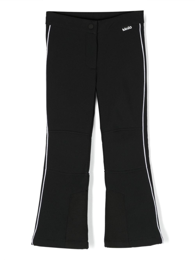 Shop Molo Side-stripe Flared Trousers In Black