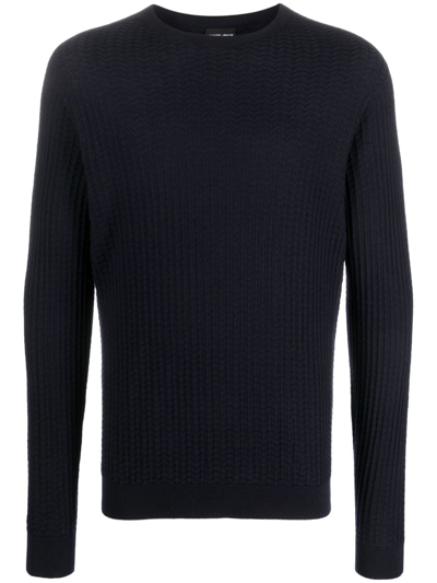 Shop Giorgio Armani Crew-neck Sweatshirt In Blue