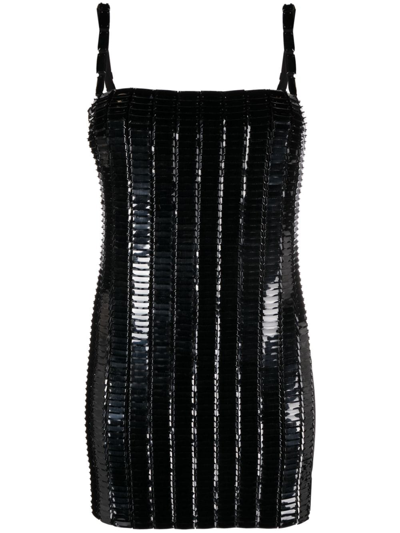 Attico Rue Open-back Embellished Jersey Mini Dress In Black