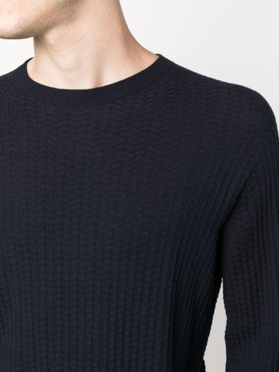 Shop Giorgio Armani Crew-neck Sweatshirt In Blue