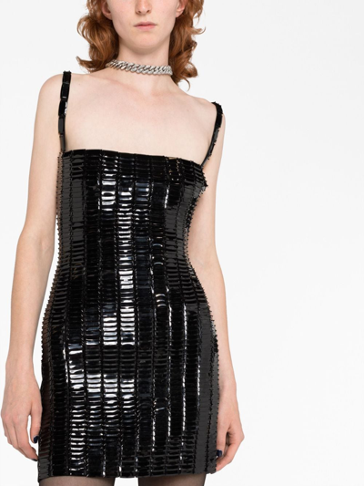 Attico Rue Open-back Embellished Jersey Mini Dress In Black
