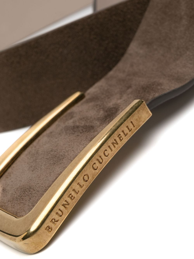 Brunello Cucinelli Clip-on Buckle Suede Belt In Brown