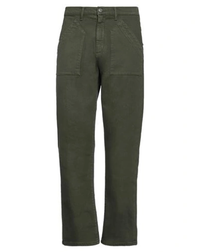 Shop Daniele Alessandrini Man Pants Military Green Size 33 Organic Cotton, Elastane