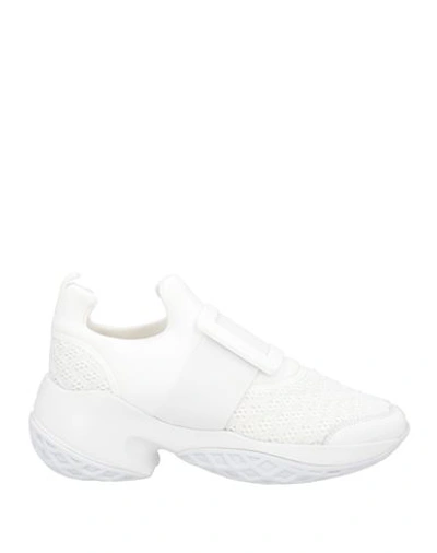 Roger Vivier Woman Sneakers White Size 12 Textile Fibers, Soft Leather In White