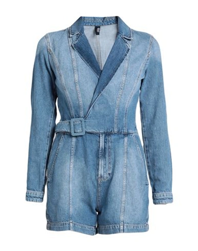 Shop Liu •jo Woman Jumpsuit Blue Size 28 Cotton, Lyocell, Linen