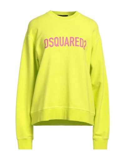 Shop Dsquared2 Woman Sweatshirt Acid Green Size L Cotton, Elastane