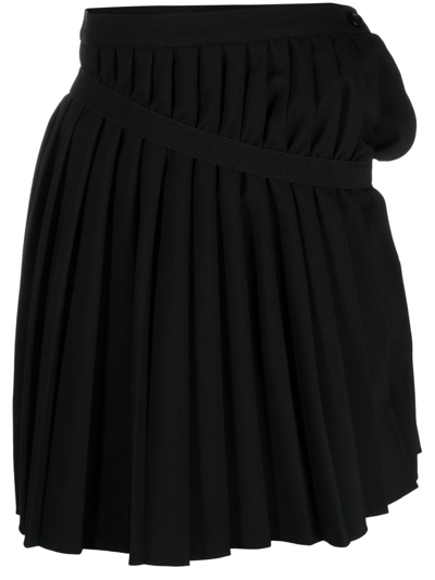 Shop Mm6 Maison Margiela Pleated Short Skirt - Women's - Viscose/spandex/elastane/polyester In Black