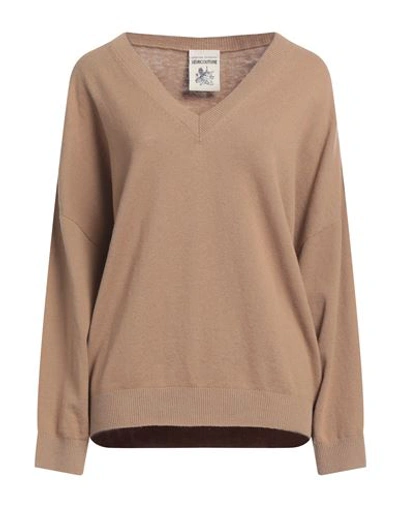 Shop Semicouture Woman Sweater Camel Size M Cashmere, Polyamide In Beige