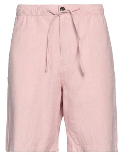 Shop Selected Homme Man Shorts & Bermuda Shorts Light Pink Size S Organic Cotton, Cotton, Linen, Elastane