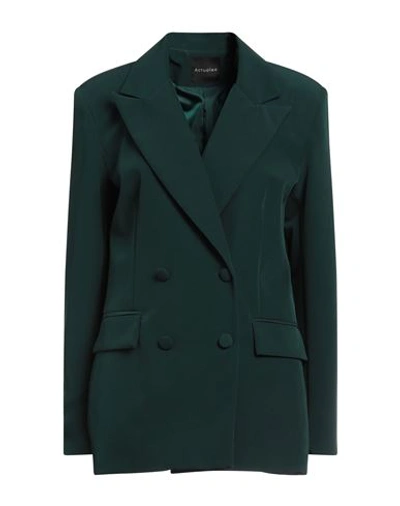 Shop Actualee Woman Blazer Dark Green Size 10 Polyester, Elastane