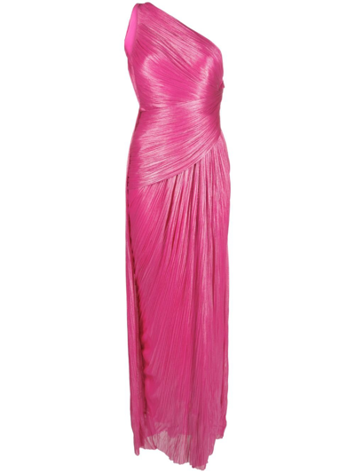 Shop Maria Lucia Hohan Pink Esther One-shoulder Dress