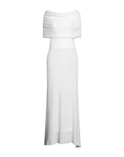 Shop Philosophy Di Lorenzo Serafini Woman Midi Dress Ivory Size 6 Polyamide, Mohair Wool, Wool In White