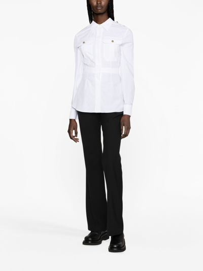 Shop Alexander Mcqueen Box-pleat Cotton Shirt In White