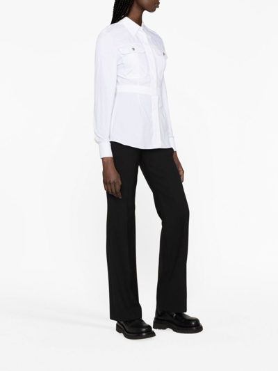 Shop Alexander Mcqueen Box-pleat Cotton Shirt In White