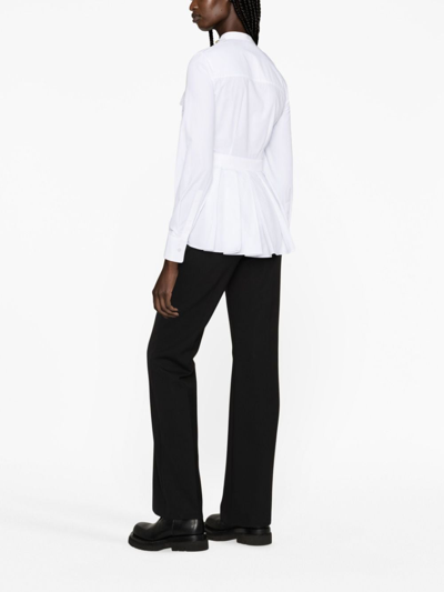 Shop Alexander Mcqueen Box-pleat Cotton Shirt In White