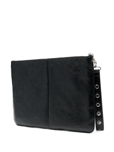 Shop Balenciaga Le Cagole Leather Clutch Bag In Black