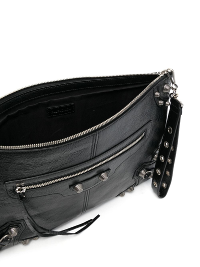 Shop Balenciaga Le Cagole Leather Clutch Bag In Black