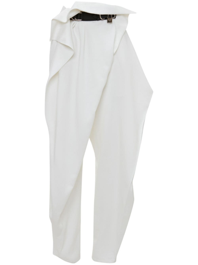 Shop Jw Anderson Folded-waist Straight Trousers In White