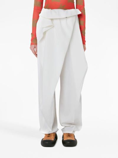 Shop Jw Anderson Folded-waist Straight Trousers In White