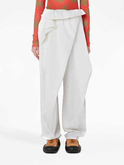 Jw Anderson Padlock Strap Fold Over Trousers In White