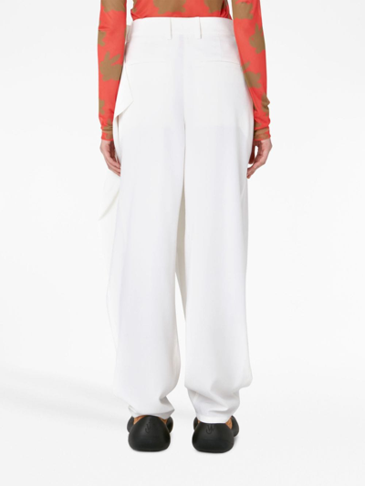 Shop Jw Anderson Folded-waist Straight Trousers In White