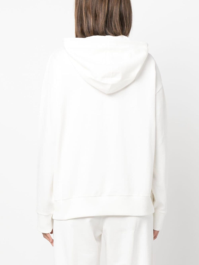 Shop Moncler Embroidered-logo Cotton Hoodie In Weiss