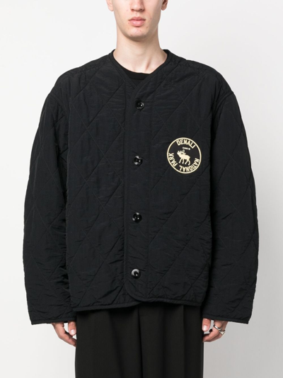 Shop Oamc Logo-patch Cotton Jacket In Schwarz