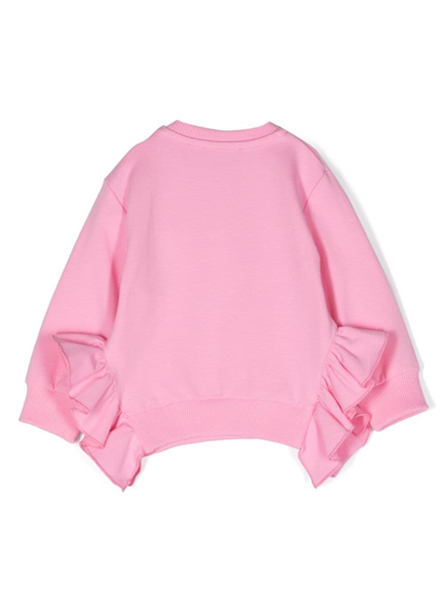 Shop Versace Medusa Head Ruffle-trim Sweatshirt In Rosa