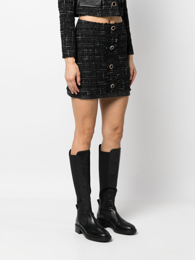 Shop Liu •jo High-waisted Layered-design Skirt In Black