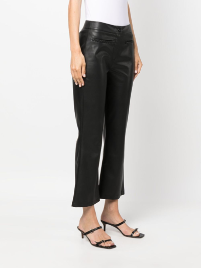 Liu •jo Faux-leather Flared Cropped Trousers In Black