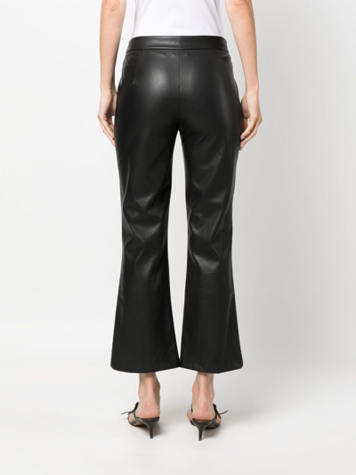 Liu •jo Faux-leather Flared Cropped Trousers In Black