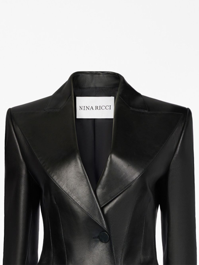 Shop Nina Ricci Peak-lapels Leather Blazer In Schwarz