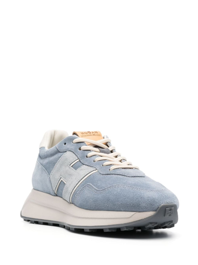 Shop Hogan H641 Chunky Suede Sneakers In Blau