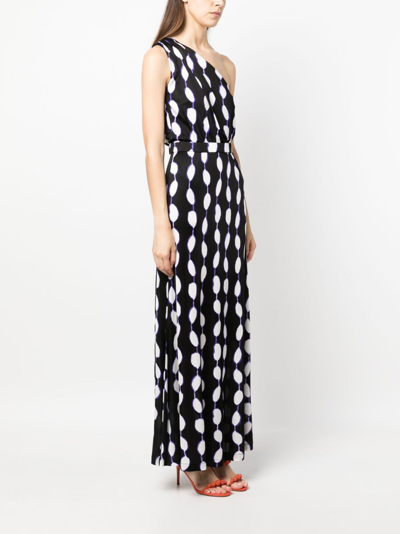 Shop Diane Von Furstenberg Abstract-print One-shoulder Dress In Black