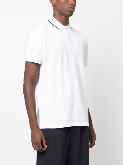 Shop Moncler Logo-appliqué Cotton Polo Shirt In Weiss