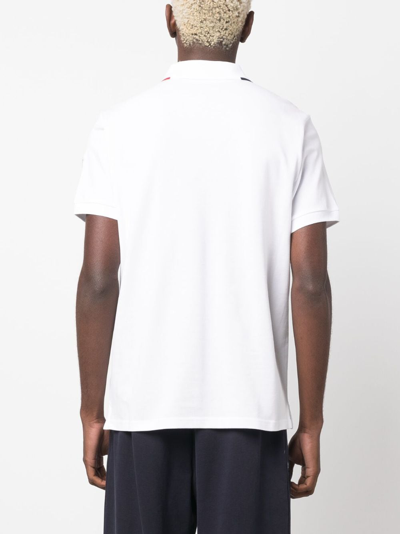 Shop Moncler Logo-appliqué Cotton Polo Shirt In Weiss