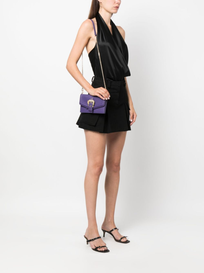 Shop Versace Jeans Couture Couture1 Logo-buckle Clutch Bag In Purple