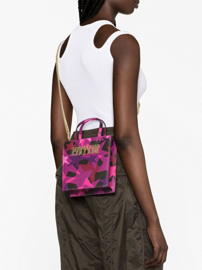 Shop Versace Jeans Couture Star-print Mini Tote Bag In Rosa