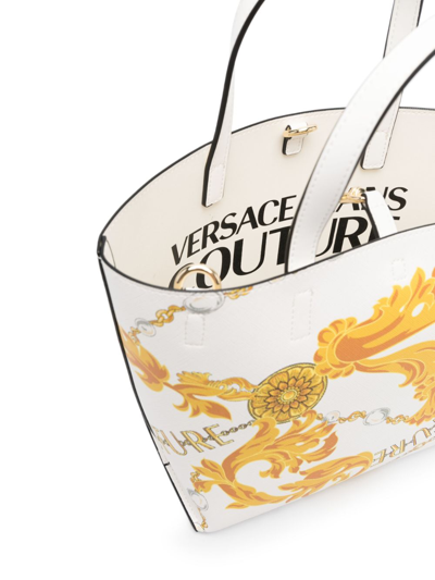 Shop Versace Jeans Couture Chain Couture-print Tote Bag In Weiss