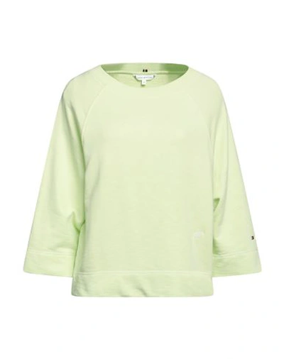 Shop Tommy Hilfiger Woman Sweatshirt Light Green Size Xs Cotton