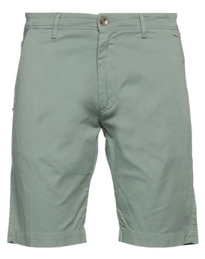 Shop Officina 36 Man Shorts & Bermuda Shorts Sage Green Size 28 Cotton, Elastane