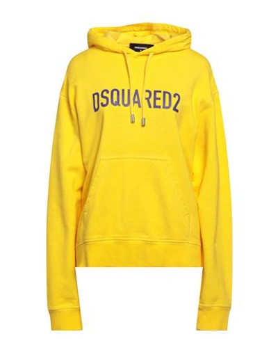 Shop Dsquared2 Woman Sweatshirt Yellow Size M Cotton, Elastane
